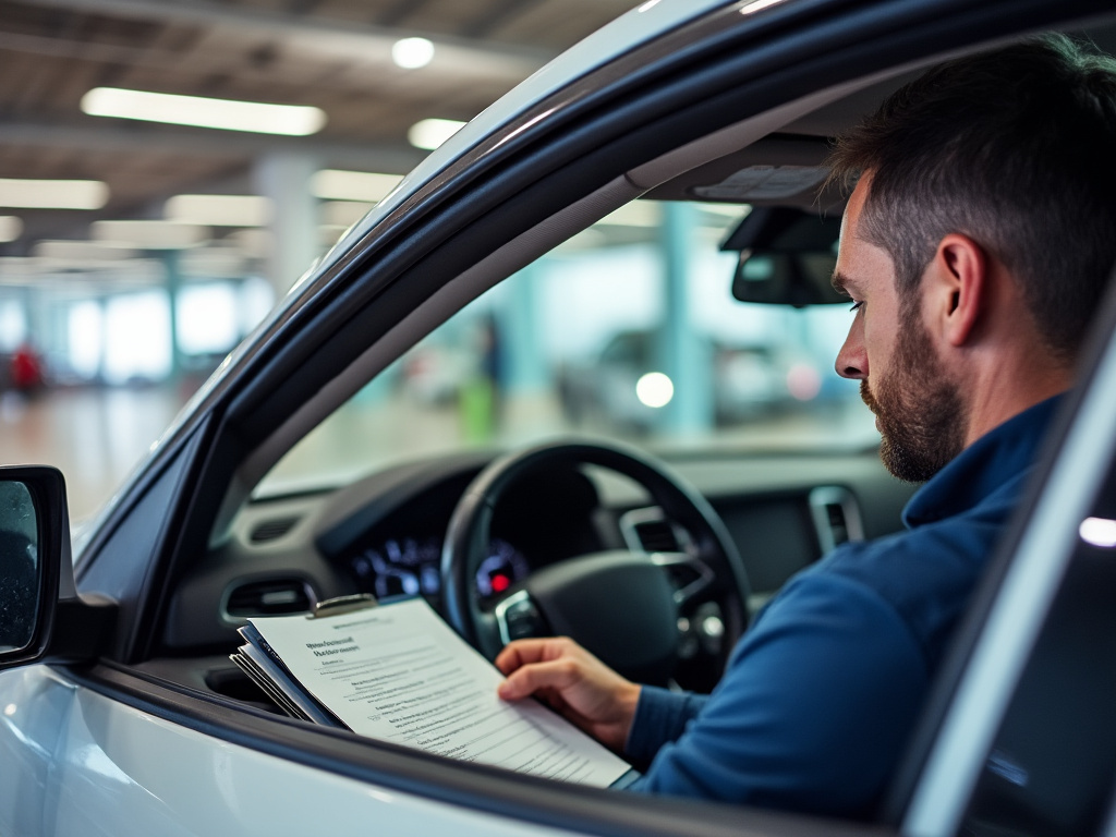 Conducteur préparant son dossier avant un contrôle technique