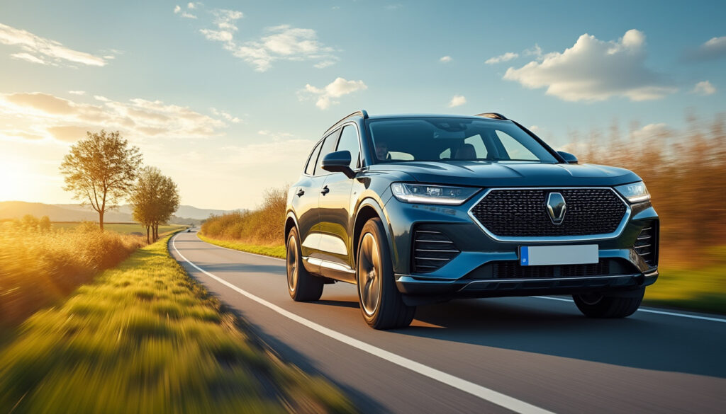 SUV moderne sur route de campagne