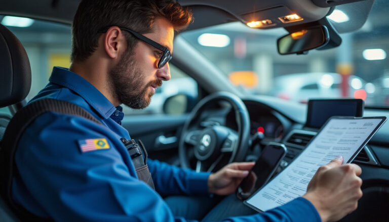 Conducteur préparant son dossier d'assurance auto après résiliation