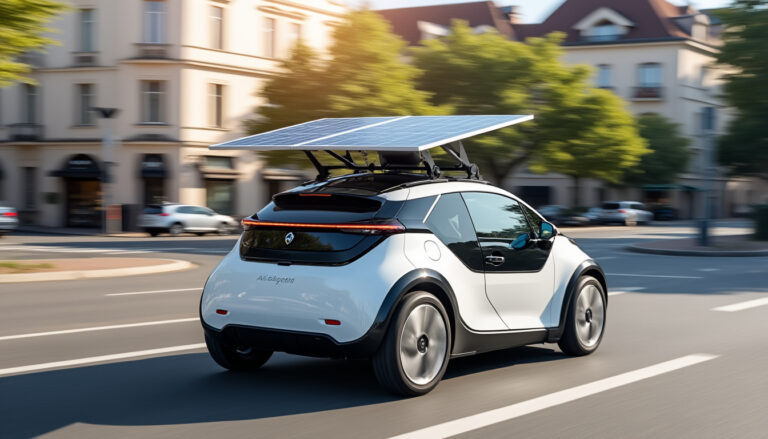 Voiture électrique moderne dans une rue urbaine française
