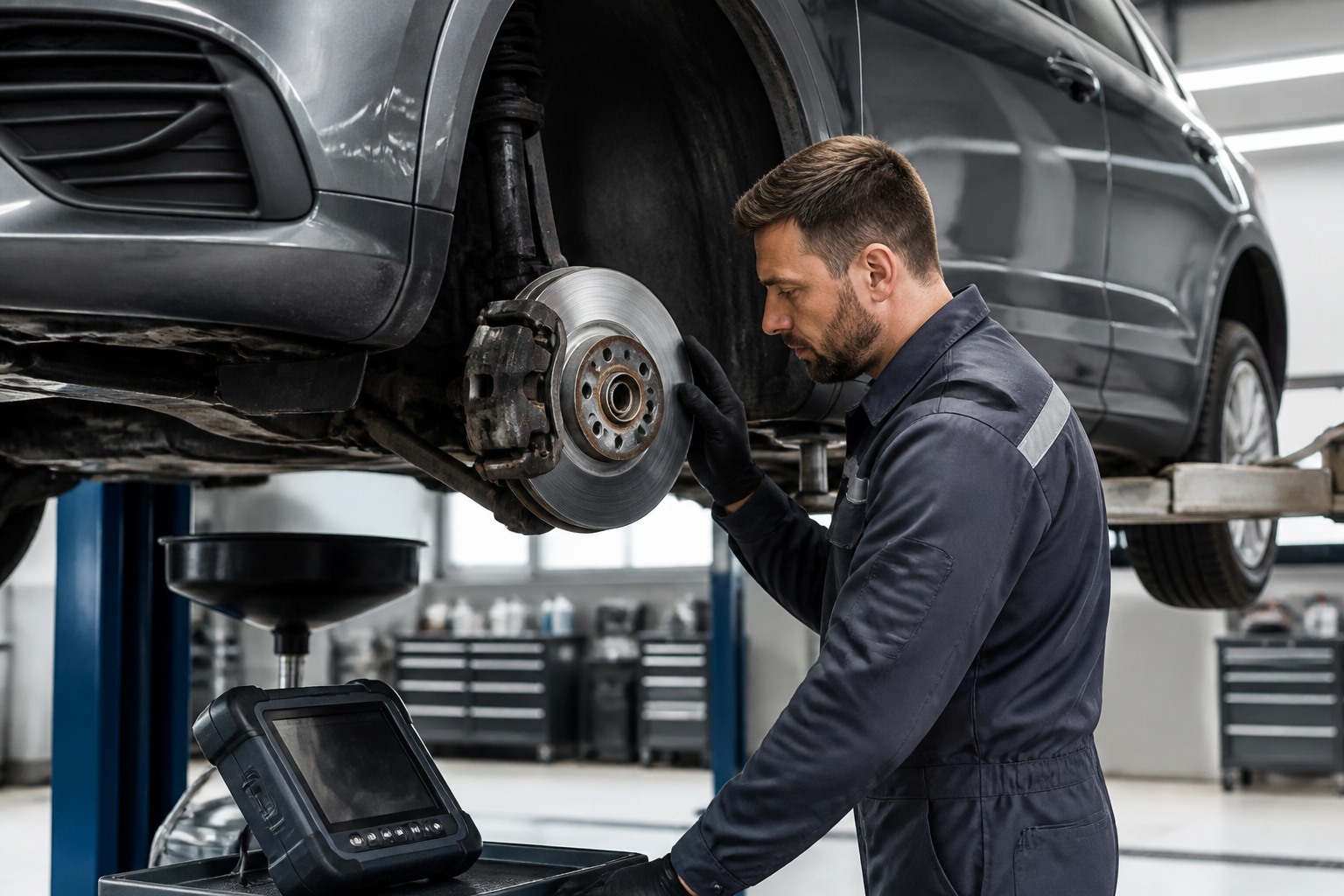 Inspection des freins lors d'un contrôle technique
