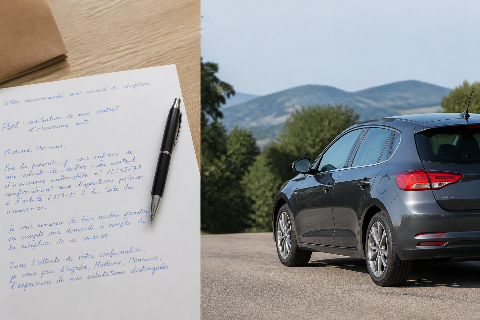 Lettre manuscrite de résiliation d'assurance auto