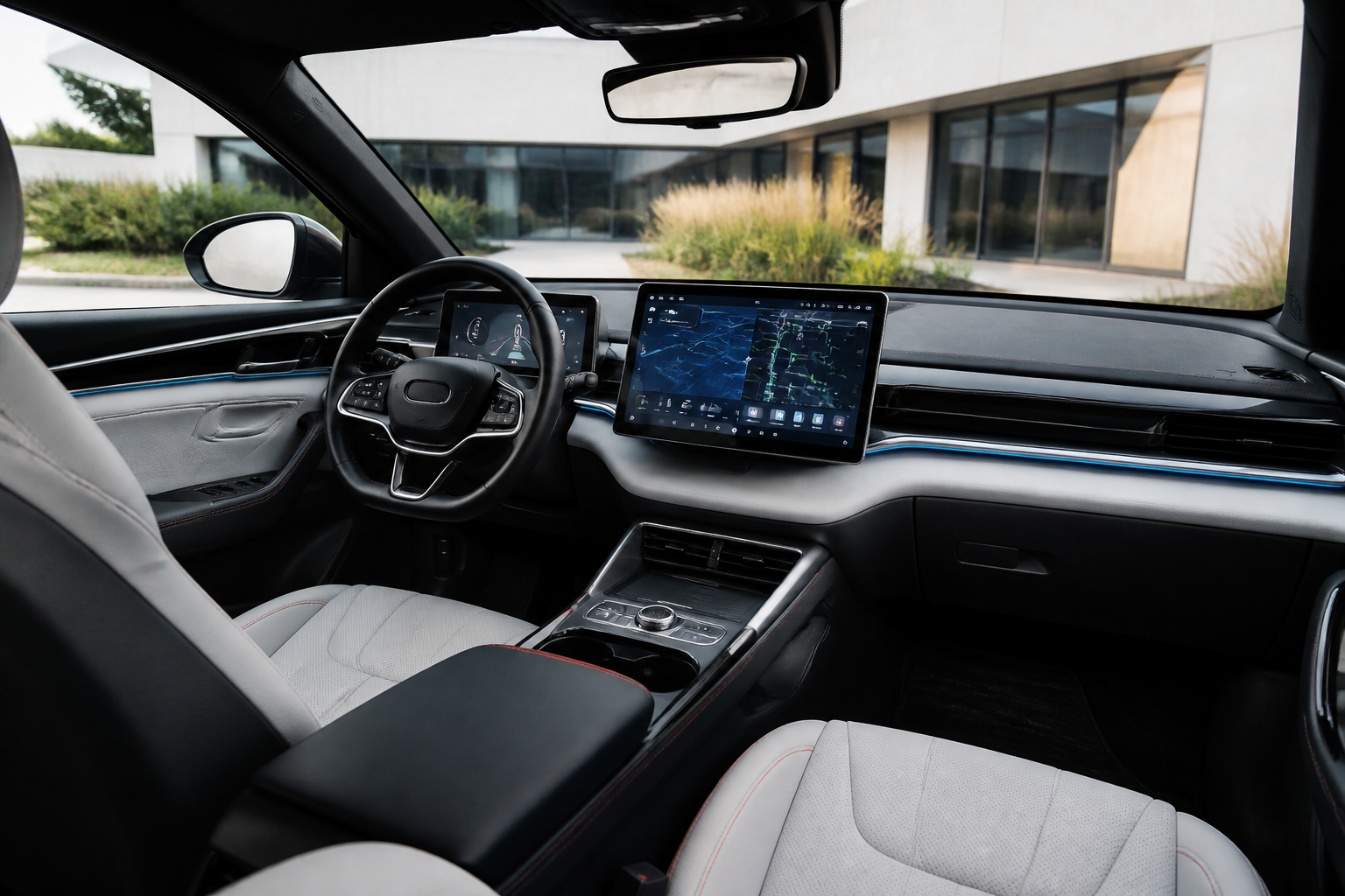 Tableau de bord numérique d'une BYD électrique