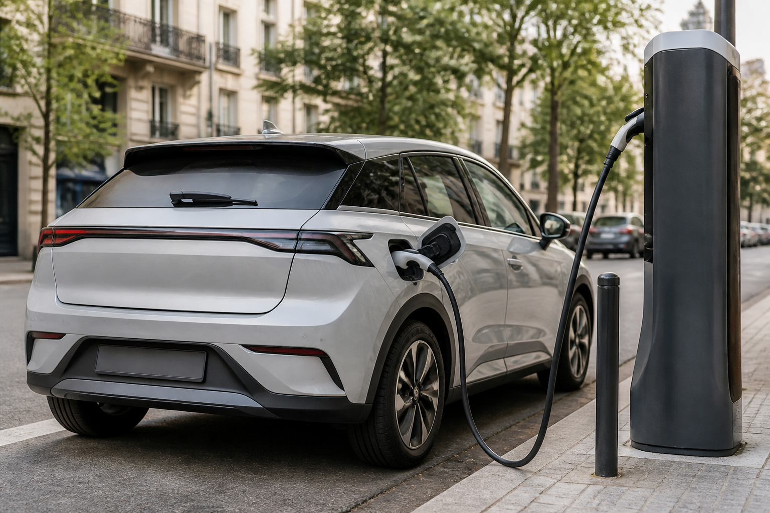 Voiture BYD en train de se recharger sur borne publique