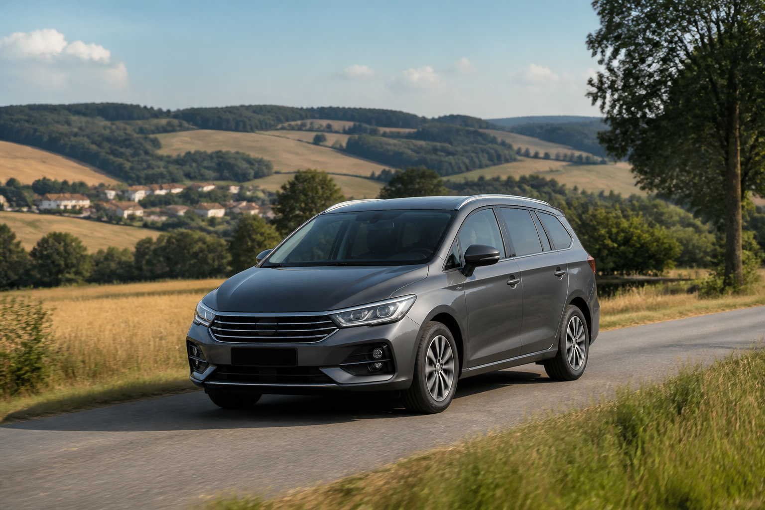 Voiture 7 places familiale sur route française