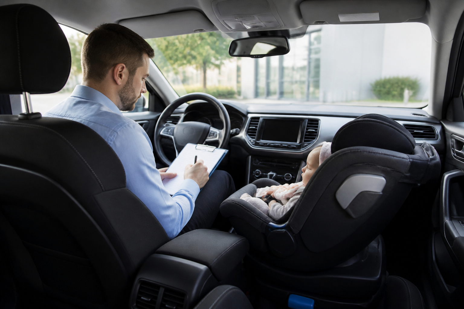 Siège auto dos à la route à l'avant d'une voiture