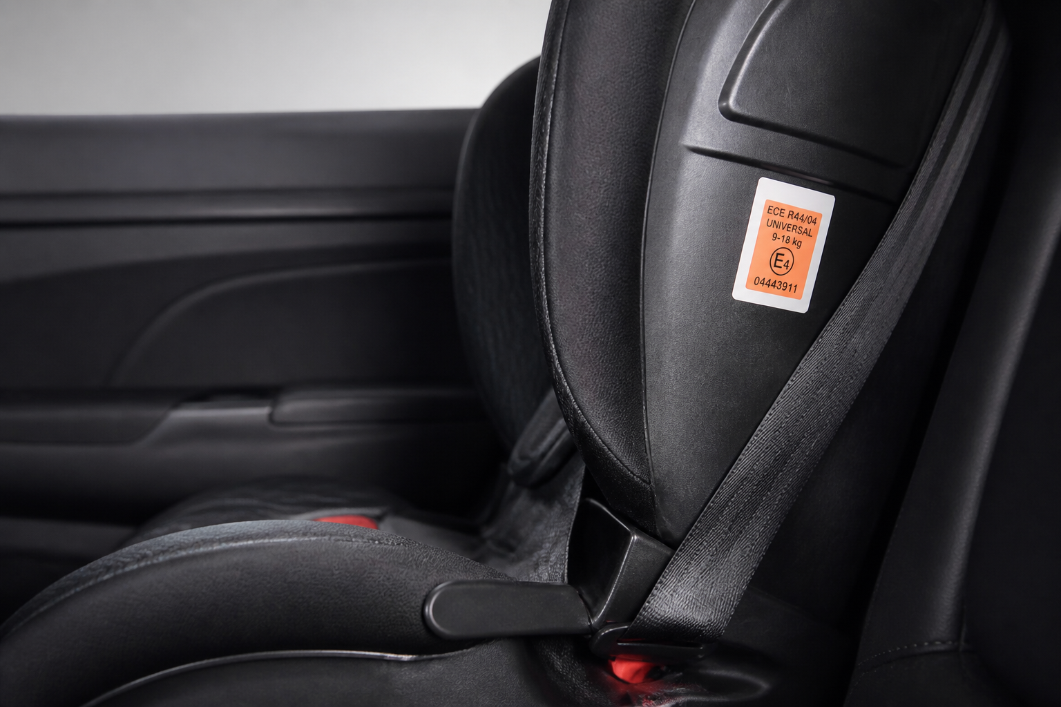 Étiquette d'homologation sur un siège auto