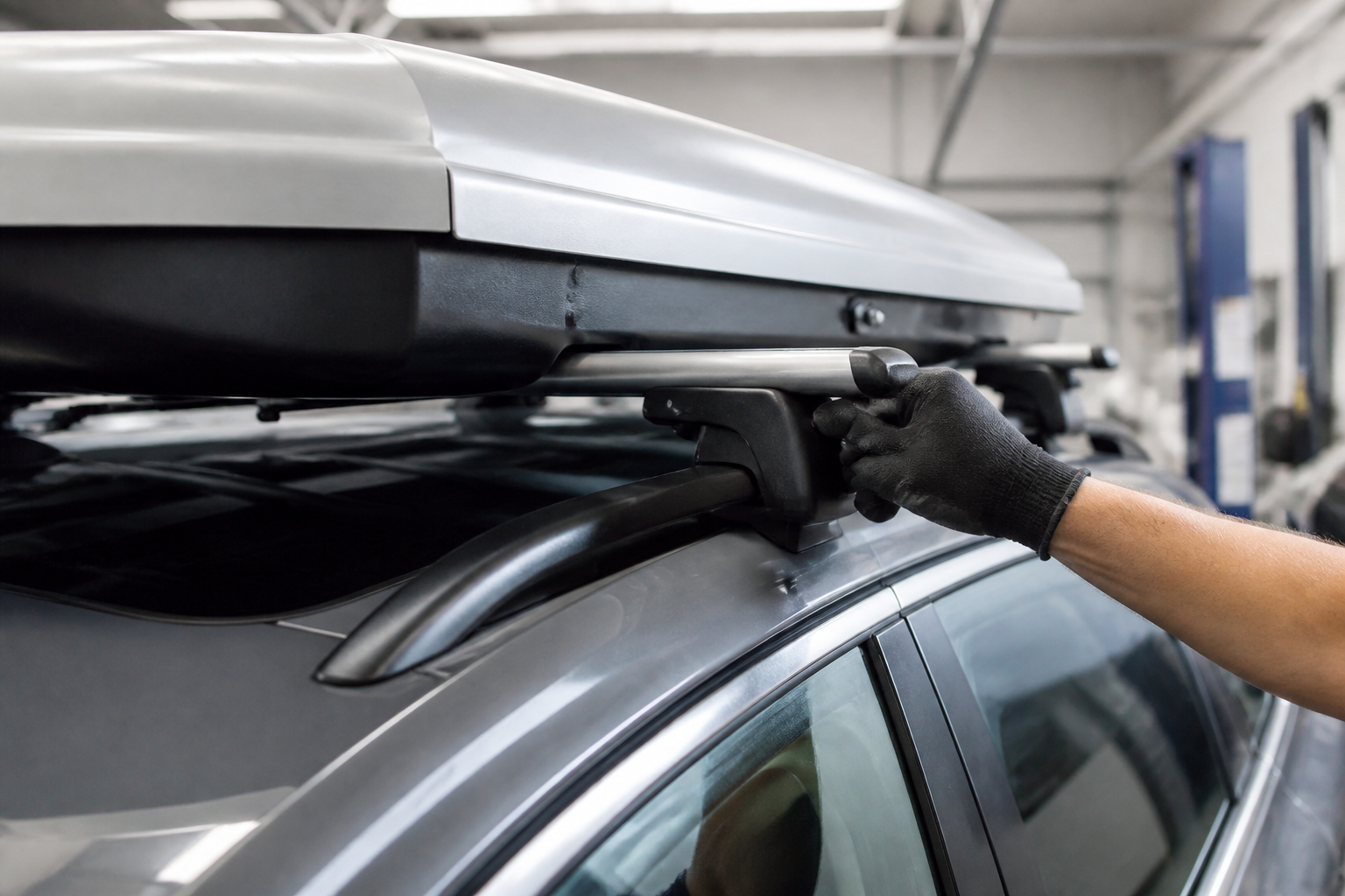 Fixation coffre de toit sur barres de toit Peugeot 5008