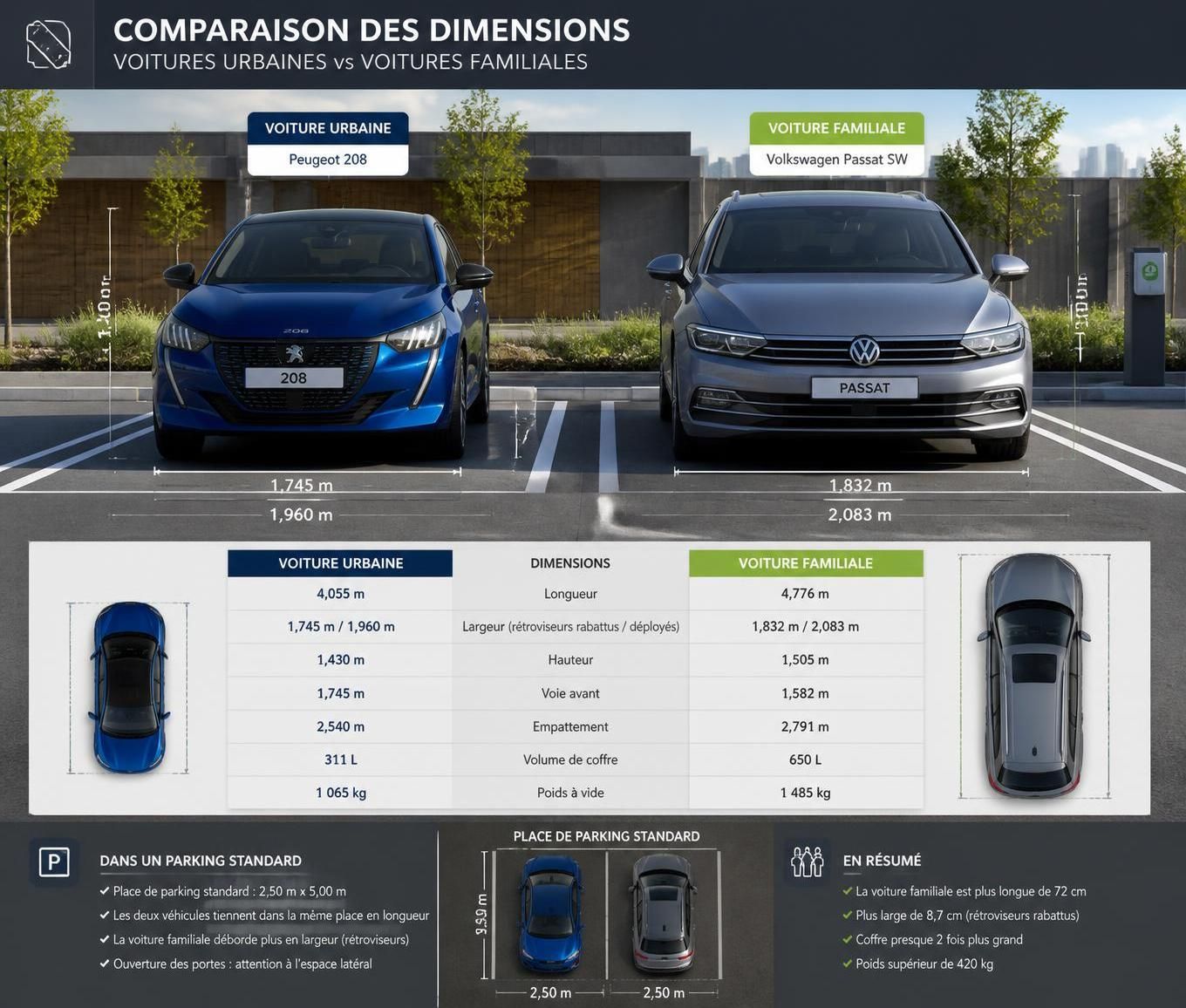 découvrez notre comparatif des dimensions des voitures pour choisir facilement le modèle adapté à vos besoins et à votre espace.