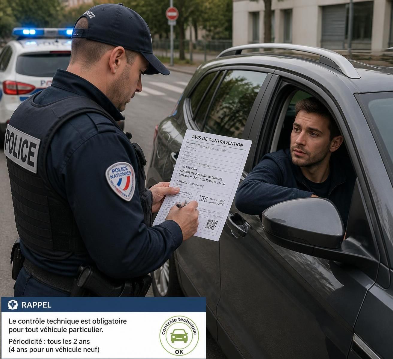 découvrez quelles sanctions financières peuvent être appliquées en cas de non-présentation du contrôle technique obligatoire lors du contrôle routier.