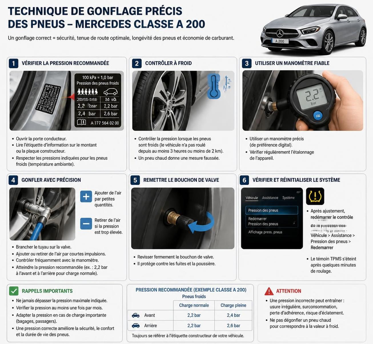 découvrez la pression idéale des pneus pour votre mercedes classe a 200 afin d'assurer une conduite sécurisée et optimiser la performance de votre véhicule.